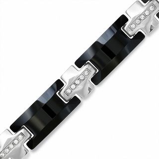 Men's 0.40 CT. T.W. Diamond Stainless Steel and Black Tungsten Bracelet