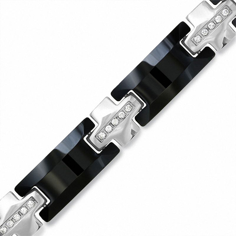 Men's 0.40 CT. T.W. Diamond Stainless Steel and Black Tungsten Bracelet