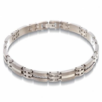 Men's 0.50 CT. T.W. Diamond Bracelet in Titanium and Sterling Silver