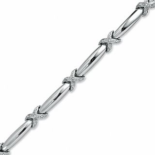 0.21 CT. T.W. Diamond "X" Bracelet in Sterling Silver