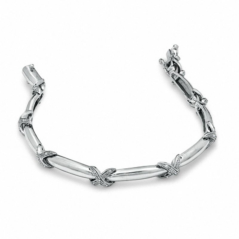 0.21 CT. T.W. Diamond "X" Bracelet in Sterling Silver