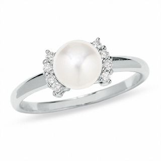 Blue Lagoon® by Mikimoto Akoya Cultured Pearl Ring in 14K White Gold with Diamond Accents