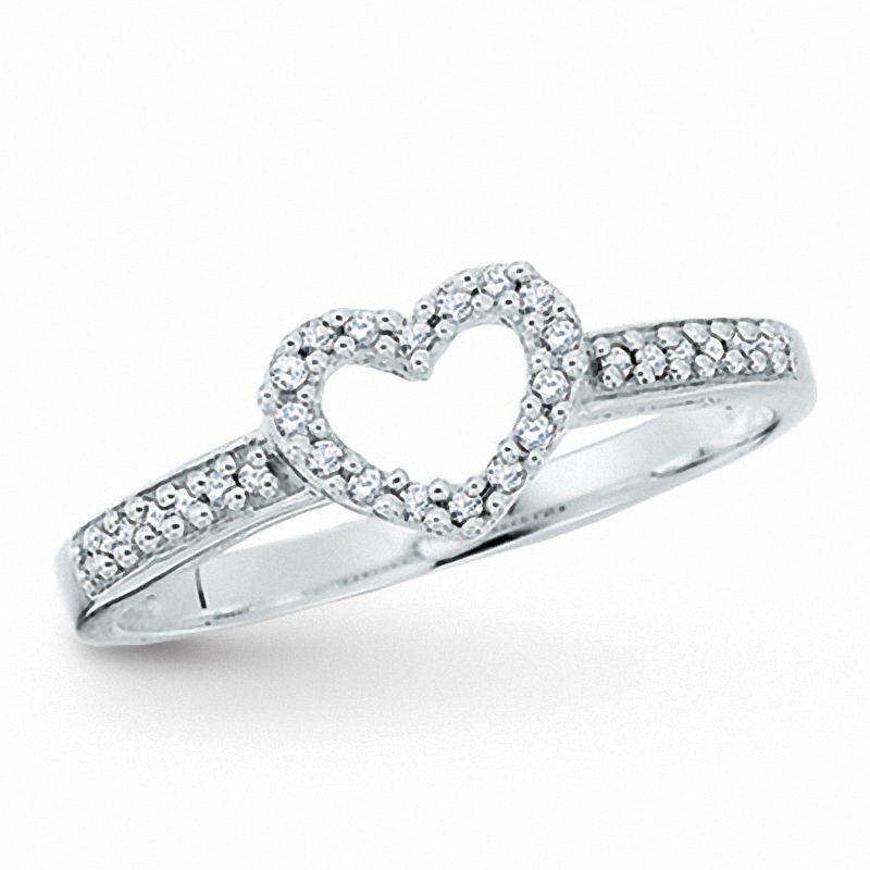 0.10 CT. T.W. Diamond Open Heart Ring in 10K White Gold