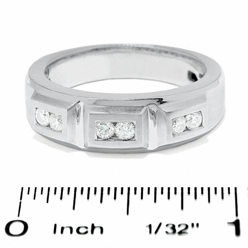 Main Image 2 of Men's 0.30 CT. T.W. Diamond Three Box Band in 14K White Gold