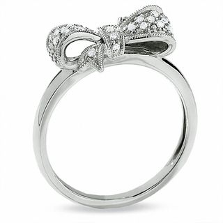 0.09 CT. T.W. Diamond Bow Ring in 10K White Gold