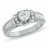 Thumbnail Image 0 of 1.50 CT. T.W. Round Diamond Collar Engagement Ring in 14K White Gold with Princess-Cut Side Stones