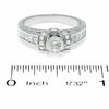 1.50 CT. T.W. Round Diamond Collar Engagement Ring in 14K White Gold with Princess-Cut Side Stones