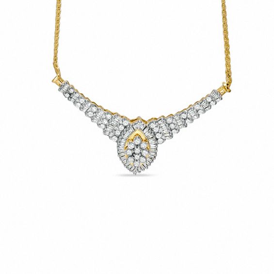 1.75 CT. T.W. Marquise Diamond Crown Necklace in 10K Gold