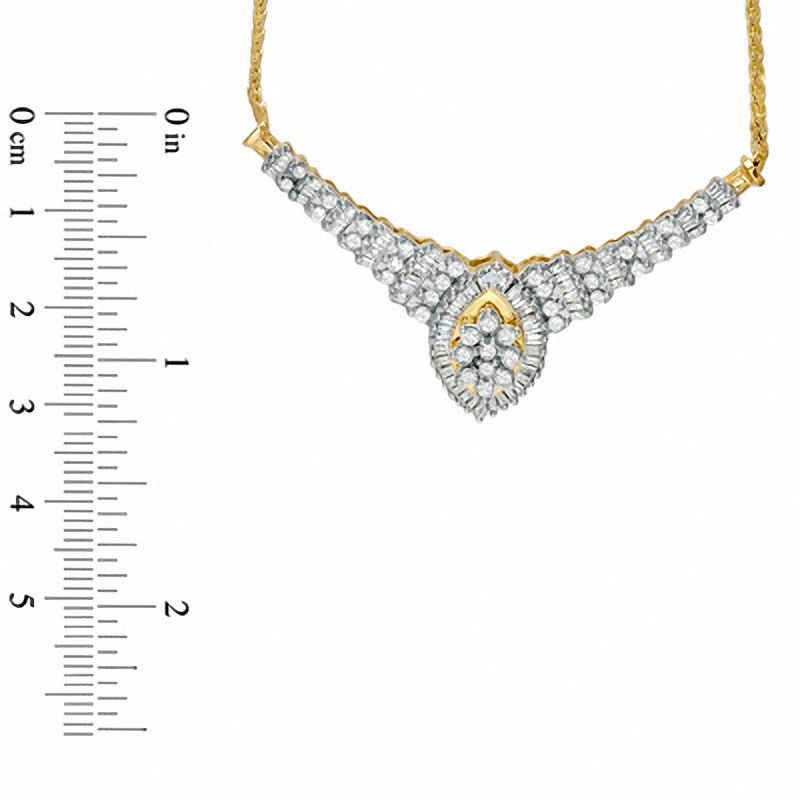 Main Image 2 of 1.75 CT. T.W. Marquise Diamond Crown Necklace in 10K Gold