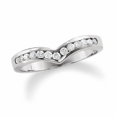 0.25 CT. T.W. Diamond Chevron Channel Band in 10K White Gold