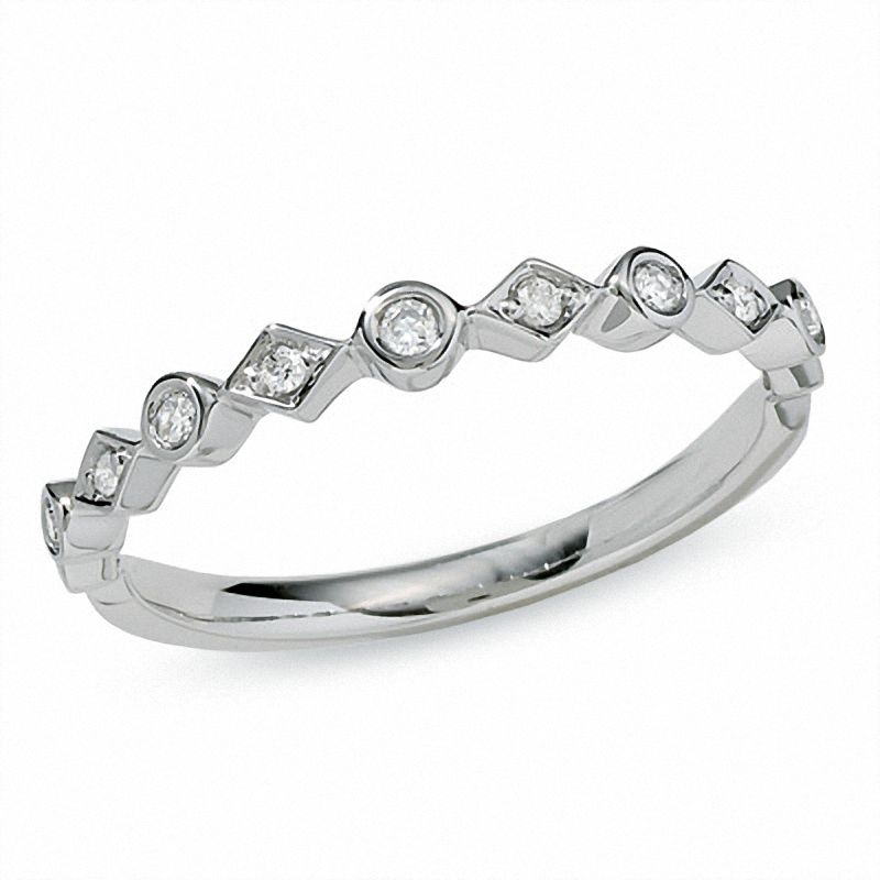 Main Image 1 of Round and Kite Diamond Accent Stackable Band in 14K White Gold