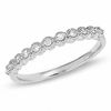 Round Diamond Accent Stackable Band with Pavé Outline in 14K White Gold