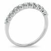 Round Diamond Accent Stackable Band with Pavé Outline in 14K White Gold