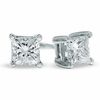 Thumbnail Image 0 of 1.00 CT. T.W. Certified Princess-Cut Diamond Solitaire Crown Royal Earrings in 14K White Gold (J/I3)