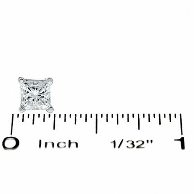 1.00 CT. T.W. Certified Princess-Cut Diamond Solitaire Crown Royal Earrings in 14K White Gold (J/I3)