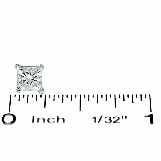 1.00 CT. T.W. Certified Princess-Cut Diamond Solitaire Crown Royal Earrings in 14K White Gold (J/I3)