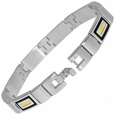 Men's 10K Gold and Stainless Steel Bracelet