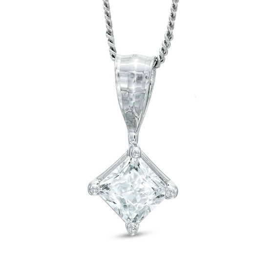 0.40 CT. Princess-Cut Diamond Solitaire Pendant in 14K White Gold (K-L/I2-I3)