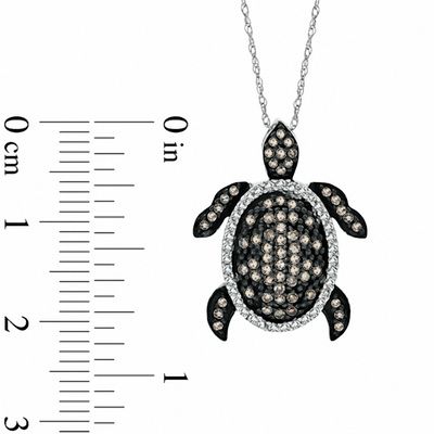 0.50 CT. T.W. Champagne and White Diamond Turtle Pendant in 10K White Gold