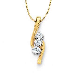 Sirena™ 0.50 CT. T.W. Diamond Three Stone Pendant in 14K Gold