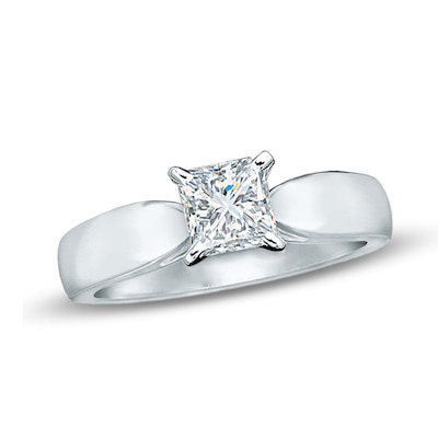 Celebration 100 1.00 CT. Princess-Cut Canadian Certified Diamond Solitaire Engagement Ring in 14K White Gold (I/SI2)