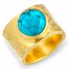 Heather Benjamin Hammered 22K Gold Vermeil Band with Circular Larimar Ring