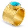 Heather Benjamin Hammered 22K Gold Vermeil Band with Circular Larimar Ring