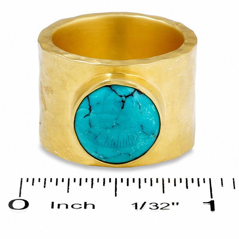 Heather Benjamin Hammered 22K Gold Vermeil Band with Circular Larimar Ring