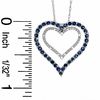 Thumbnail Image 1 of Blue Sapphire and Diamond Double Heart Pendant in 10K White Gold