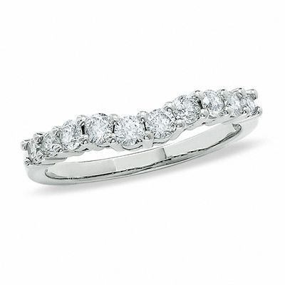 0.50 CT. T.W. Diamond Contour Wedding Band in 14K White Gold