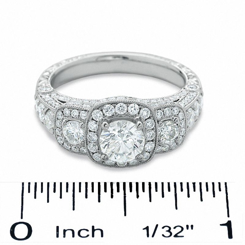 1.95 CT. T.W. Certified Framed Diamond Three Stone Ring in 14K White Gold|Peoples Jewellers