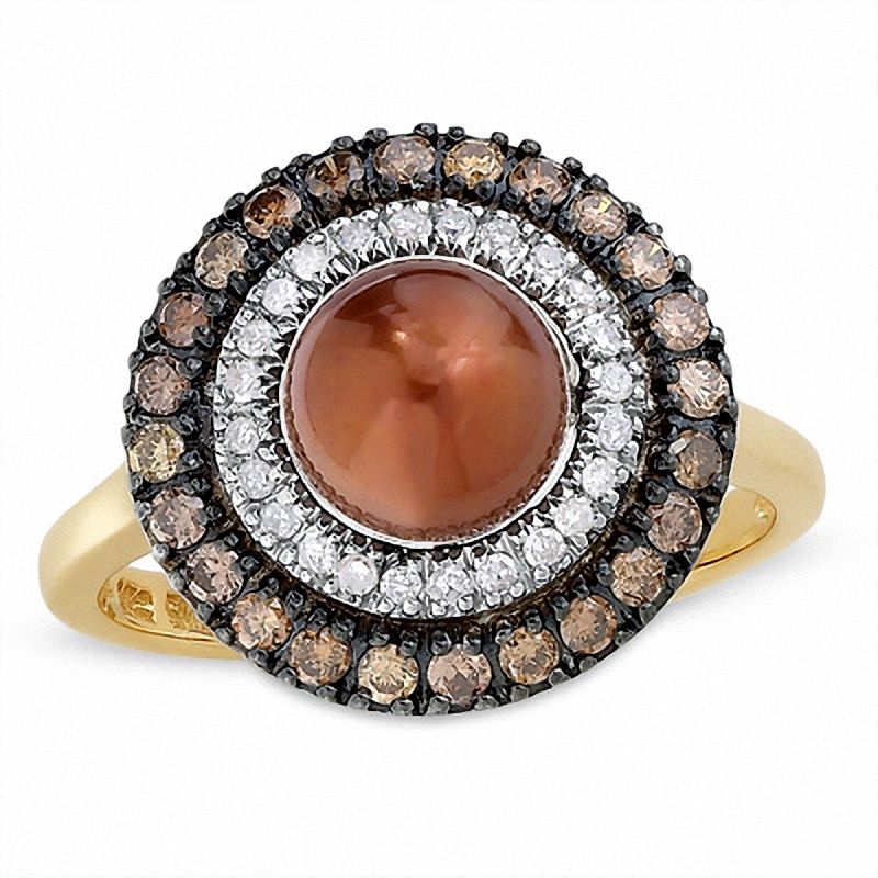Chocolate Freshwater Cultured Pearl Ring in 14K Gold with Smoky Quartz and Diamond Accents|Peoples Jewellers