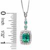 Thumbnail Image 1 of Cushion-Cut Lab-Created Emerald and White Sapphire Pendant in 14K White Gold with Diamond Accent