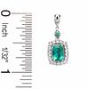 Thumbnail Image 1 of Cushion-Cut Lab-Created Emerald and White Sapphire Earrings in 14K White Gold with Diamond Accents