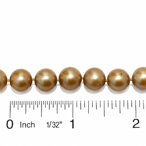 9.0-10.0mm Champagne Freshwater Cultured Pearl Strand in 14K Gold