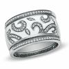 0.25 CT. T.W. Diamond White Enamel Swirl Band in Sterling Silver