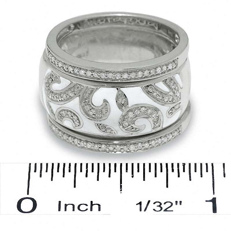 0.25 CT. T.W. Diamond White Enamel Swirl Band in Sterling Silver|Peoples Jewellers