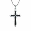 Thumbnail Image 0 of Men's Black IP Stainless Steel Cross Pendant with Diamond Accent
