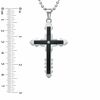 Thumbnail Image 1 of Men's Black IP Stainless Steel Cross Pendant with Diamond Accent