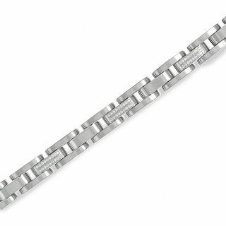 Men's 0.36 CT. T.W. Diamond Stainless Steel Link Bracelet