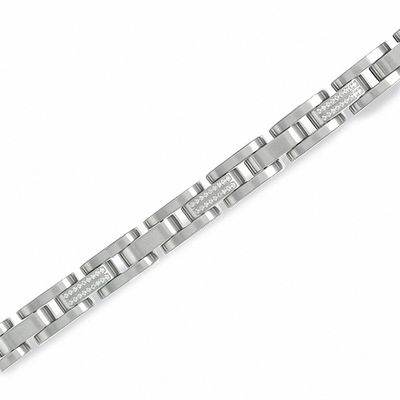 Men's 0.36 CT. T.W. Diamond Stainless Steel Link Bracelet