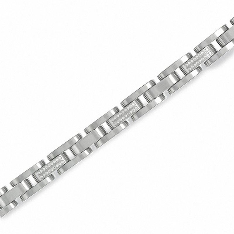 Men's 0.36 CT. T.W. Diamond Stainless Steel Link Bracelet