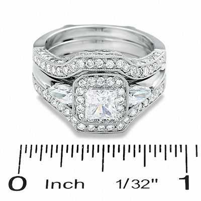 2.00 CT. T.W. Princess-Cut Diamond Bridal Set in 14K White Gold