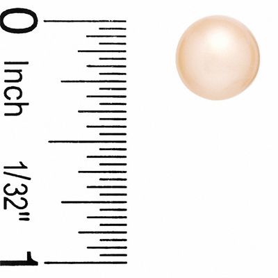 9.0-10.0mm Pink Freshwater Cultured Pearl Stud Earrings in 14K Gold