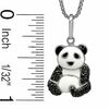 0.25 CT. T.W. Black Diamond Enamel Panda Bear Pendant in Sterling Silver