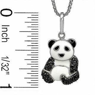 0.25 CT. T.W. Black Diamond Enamel Panda Bear Pendant in Sterling Silver