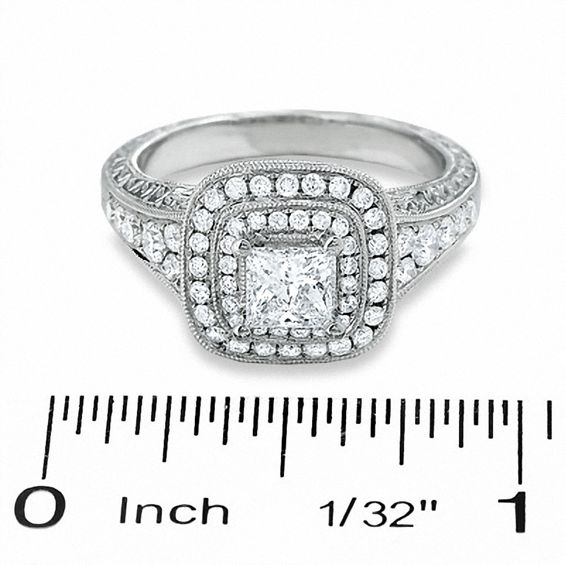 1.20 CT. T.W. Certified Framed Princess-Cut Diamond Ring in 14K White Gold