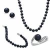 Thumbnail Image 0 of Black Freshwater Cultured Pearl Earrings, Ring, Necklace and Bracelet Set in 14K White Gold