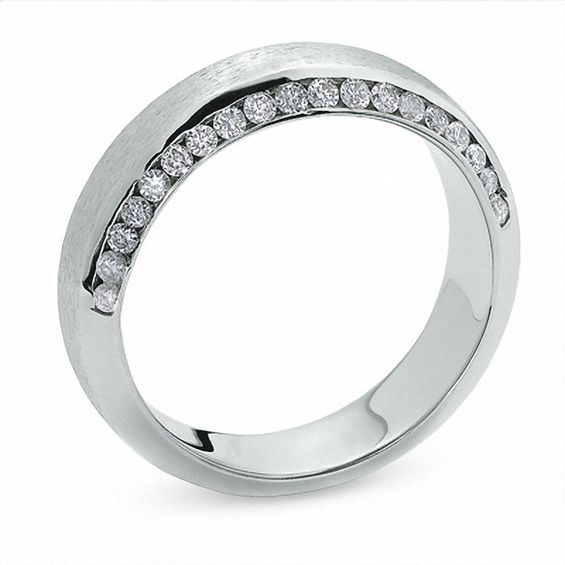 Men's 0.75 CT. T.W. Diamond Edge Satin Band in 14K White Gold