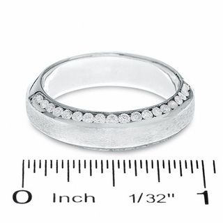 Men's 0.75 CT. T.W. Diamond Edge Satin Band in 14K White Gold